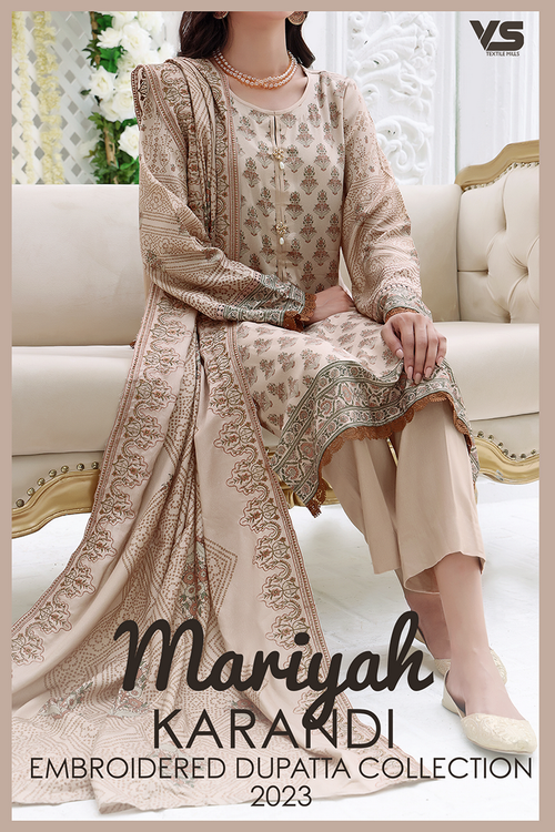 Mariyah Karandi Winter Collection With Embroidered Dupatta'2023