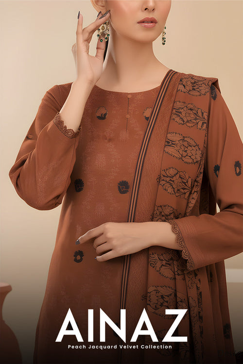 Ainaz Peach Jacquard Winter Collection 2025