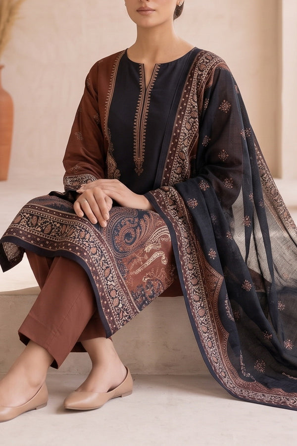 Shahkar Printed 3 Pcs Unstitch Khaddar D-1000