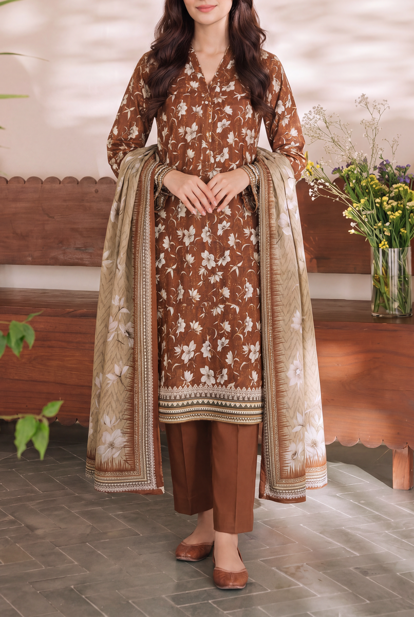 Misri Unstitch 3 Pcs Lawn D-958