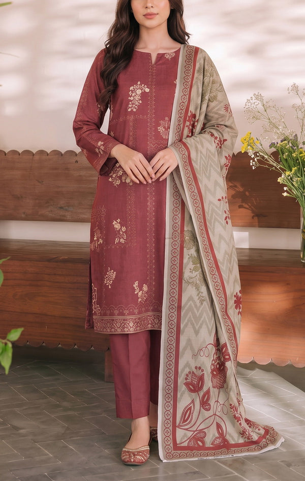 Shahkar Printed 3 Pcs Unstitch Khaddar D-1007