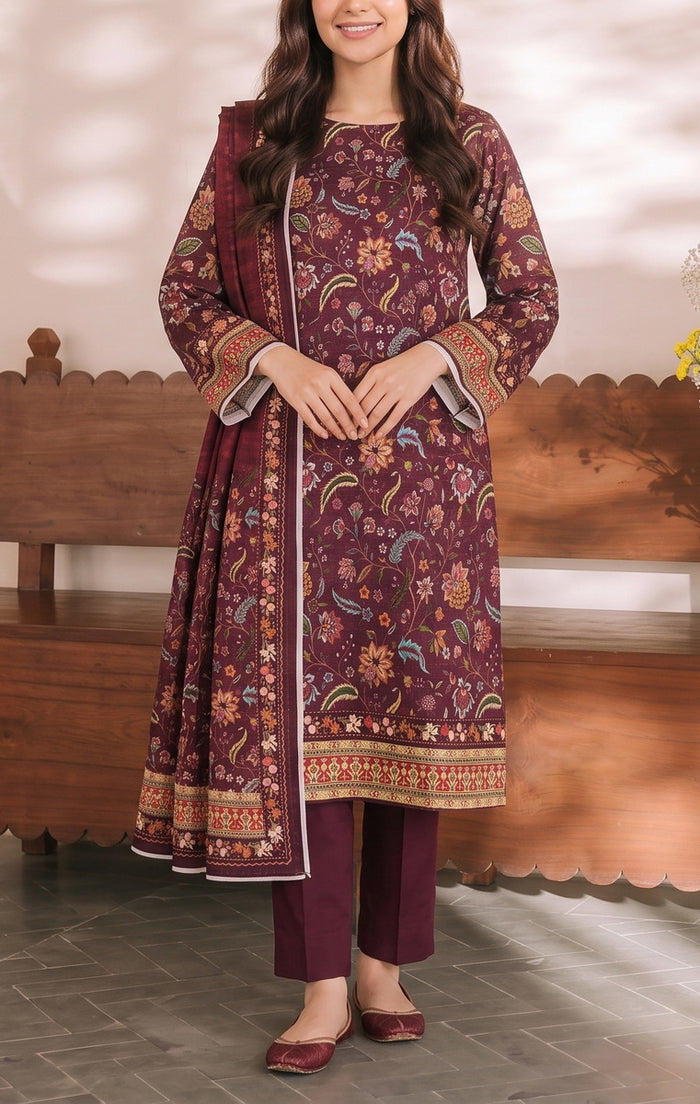 Shahkar Printed 3 Pcs Unstitch Khaddar D-1011
