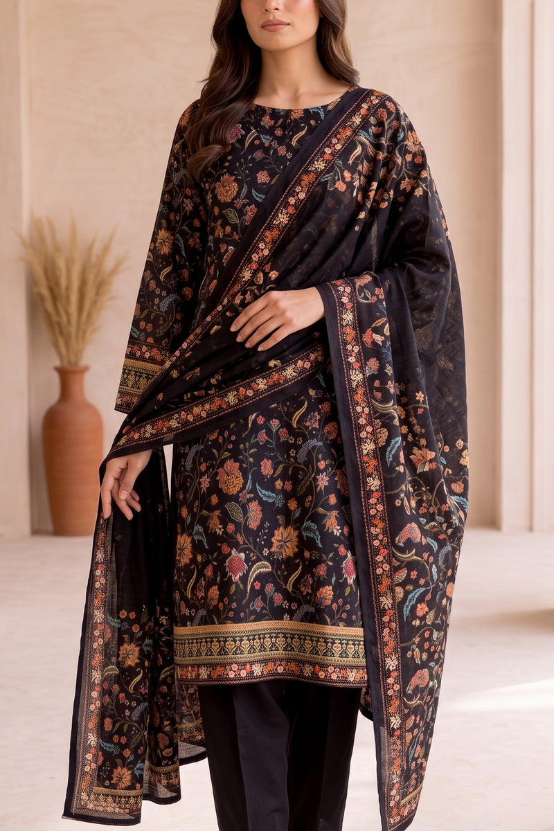 Shahkar Printed 3 Pcs Unstitch Khaddar D-1012