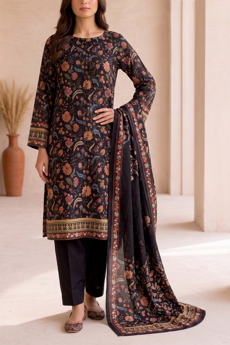 Shahkar Printed 3 Pcs Unstitch Khaddar D-1012