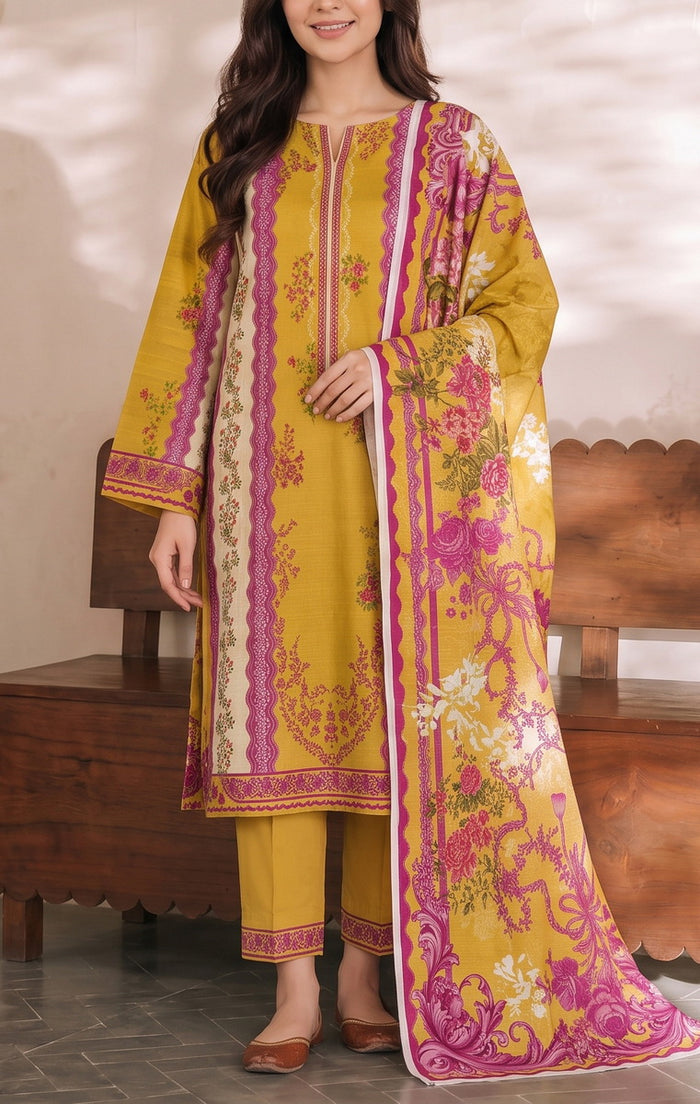 Shahkar Printed 3 Pcs Unstitch Khaddar D-1015