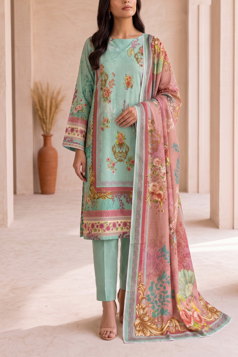 Shahkar Printed 3 Pcs Unstitch Khaddar D-1018