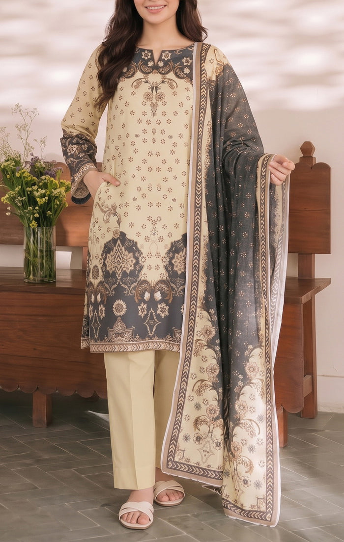 Shahkar Printed 3 Pcs Unstitch Khaddar D-1019