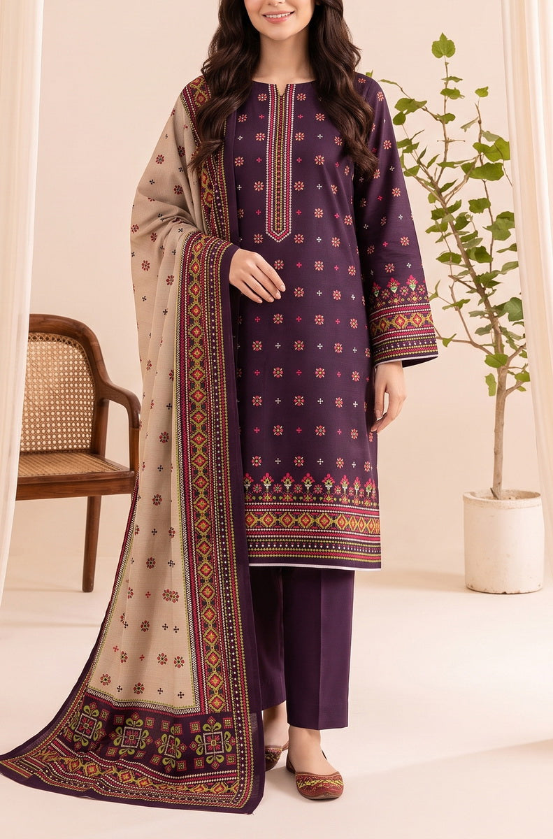 Jhalak Linen Unstitch 3 Pcs Winter D-14066