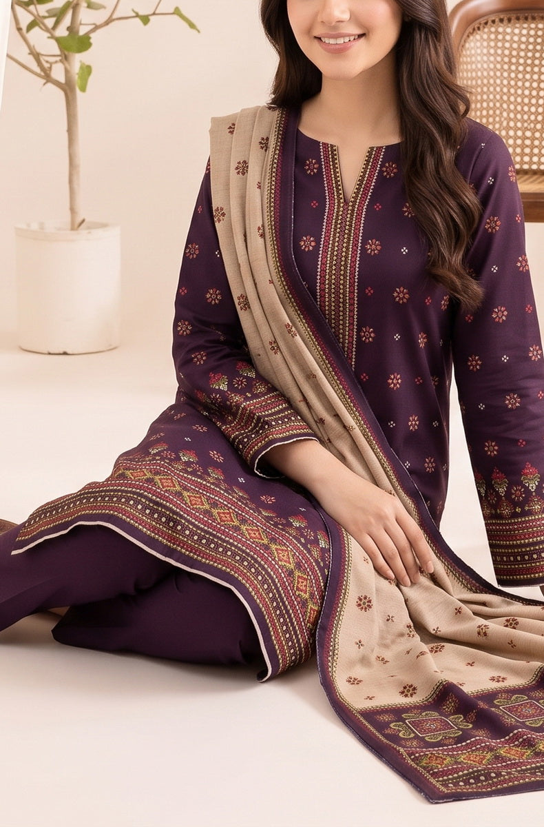 Jhalak Linen Unstitch 3 Pcs Winter D-14066