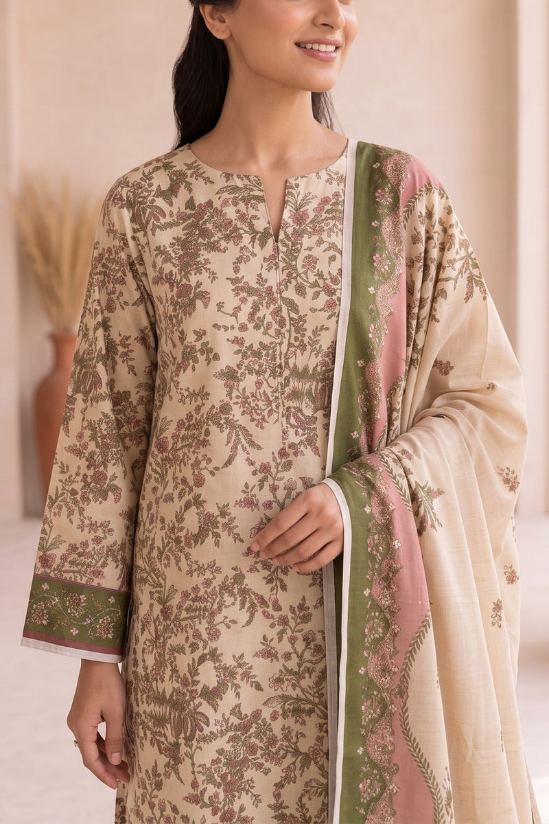 Shahkar Printed 3 Pcs Unstitch Khaddar D-1022