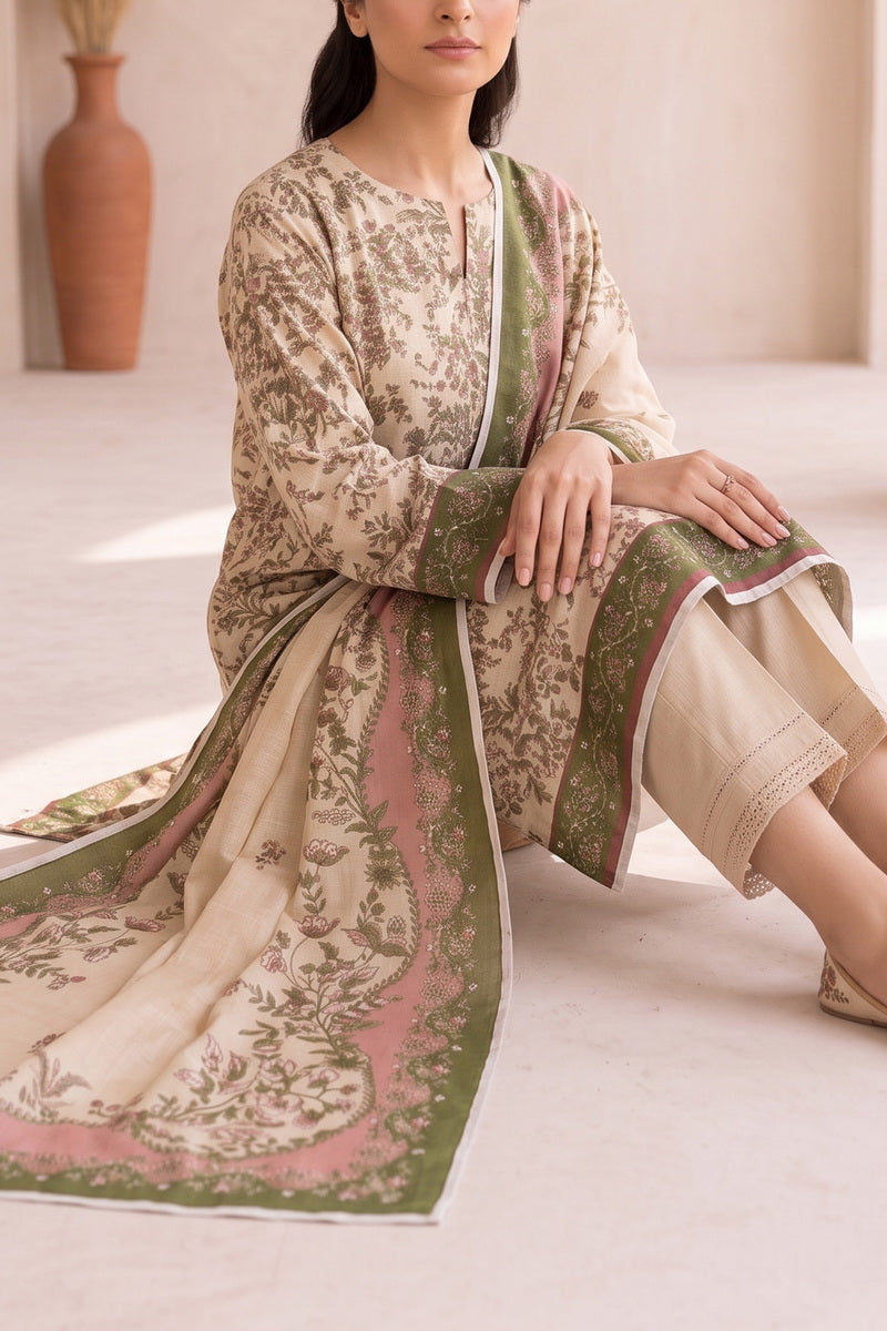 Shahkar Printed 3 Pcs Unstitch Khaddar D-1022