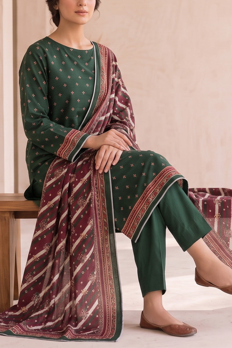 Shahkar Printed 3 Pcs Unstitch Khaddar D-1024