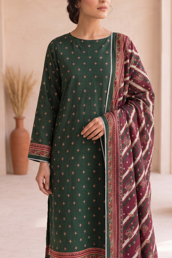 Shahkar Printed 3 Pcs Unstitch Khaddar D-1024