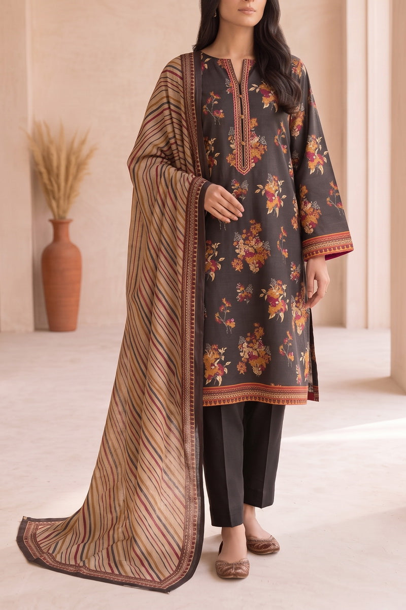 Shahkar Printed 3 Pcs Unstitch Khaddar D-1025