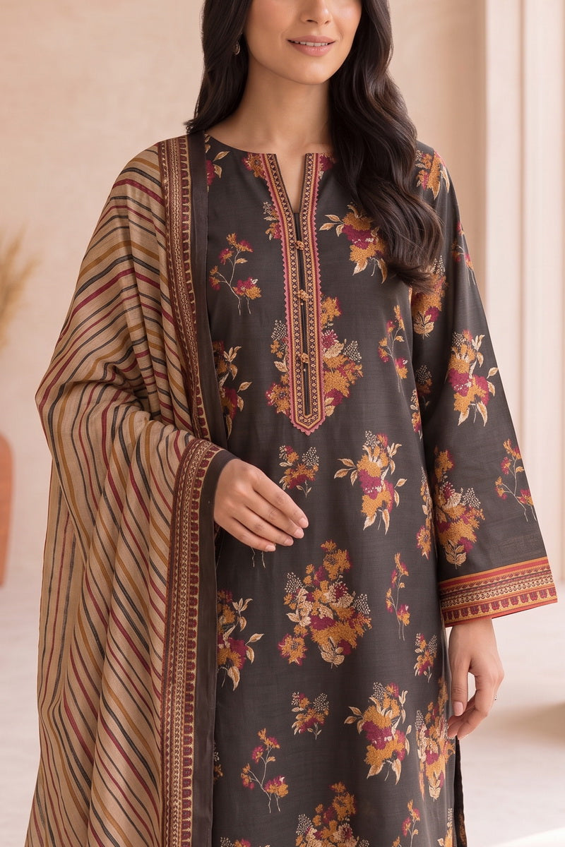 Shahkar Printed 3 Pcs Unstitch Khaddar D-1025