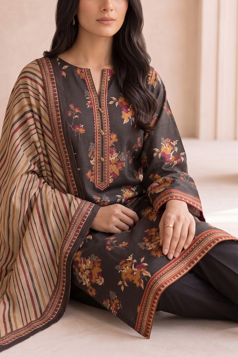 Shahkar Printed 3 Pcs Unstitch Khaddar D-1025