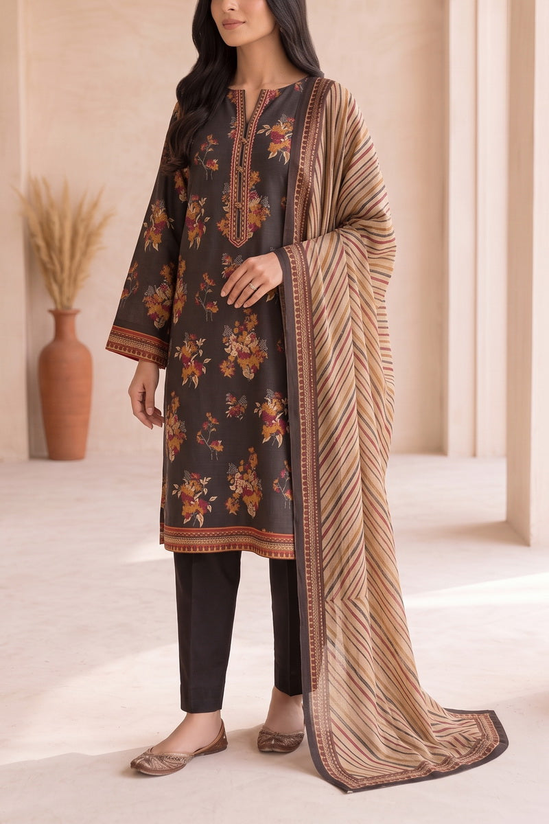 Shahkar Printed 3 Pcs Unstitch Khaddar D-1025