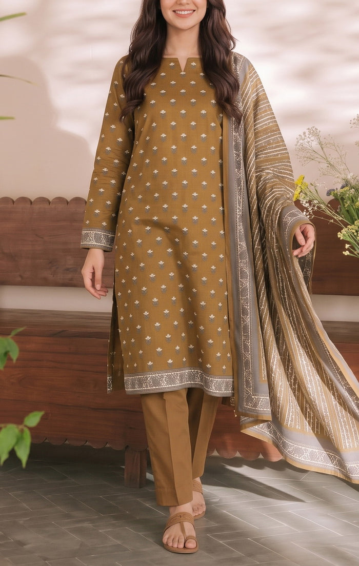 Shahkar Printed 3 Pcs Unstitch Khaddar D-1026