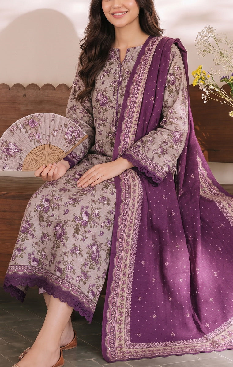 Shahkar Printed 3 Pcs Unstitch Khaddar D-1030