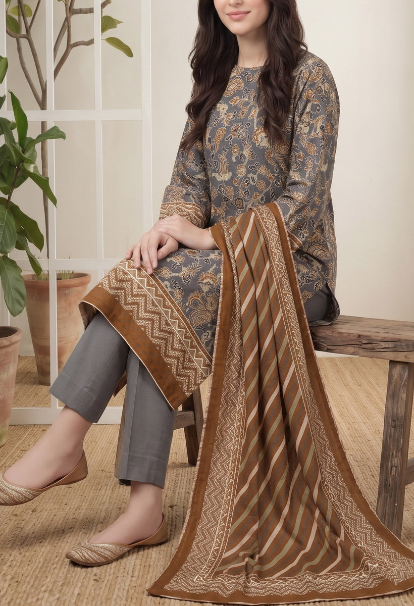 Jhalak Linen Unstitch 3 Pcs Winter D-14071