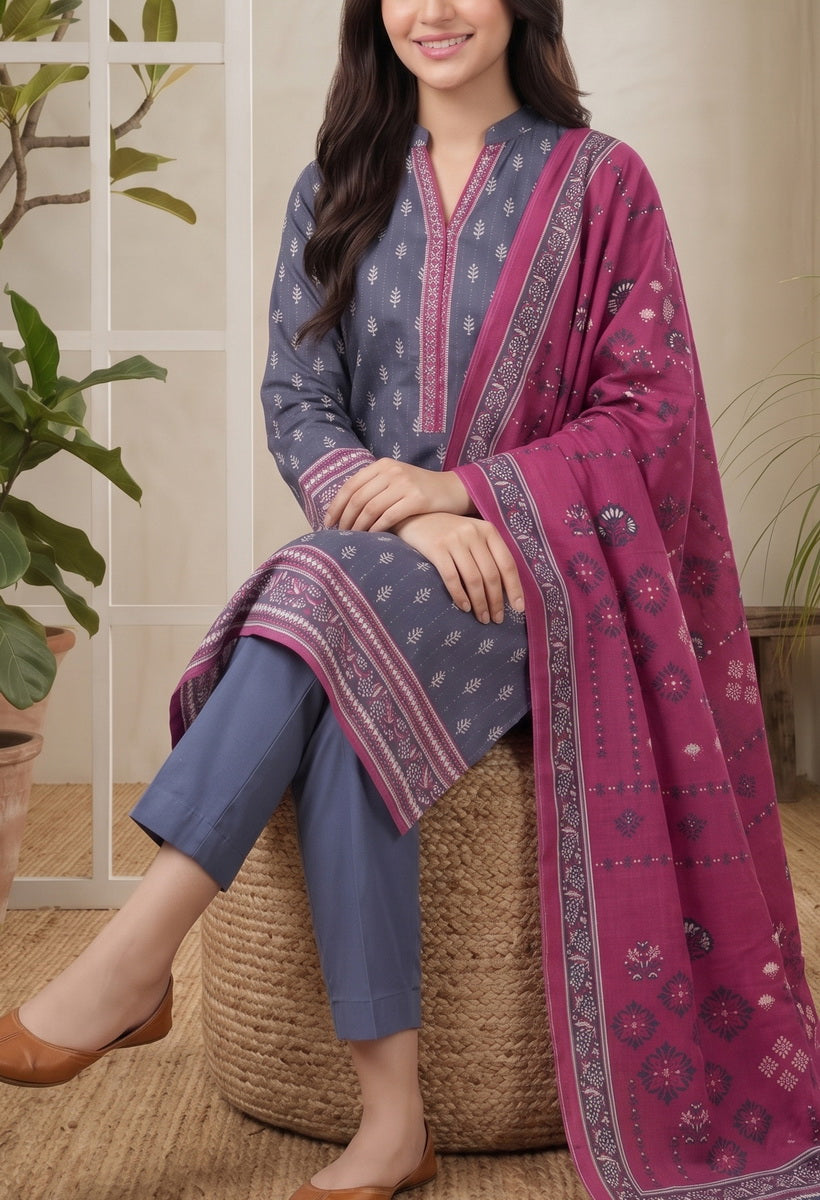 Jhalak Linen Unstitch 3 Pcs Winter D-14150