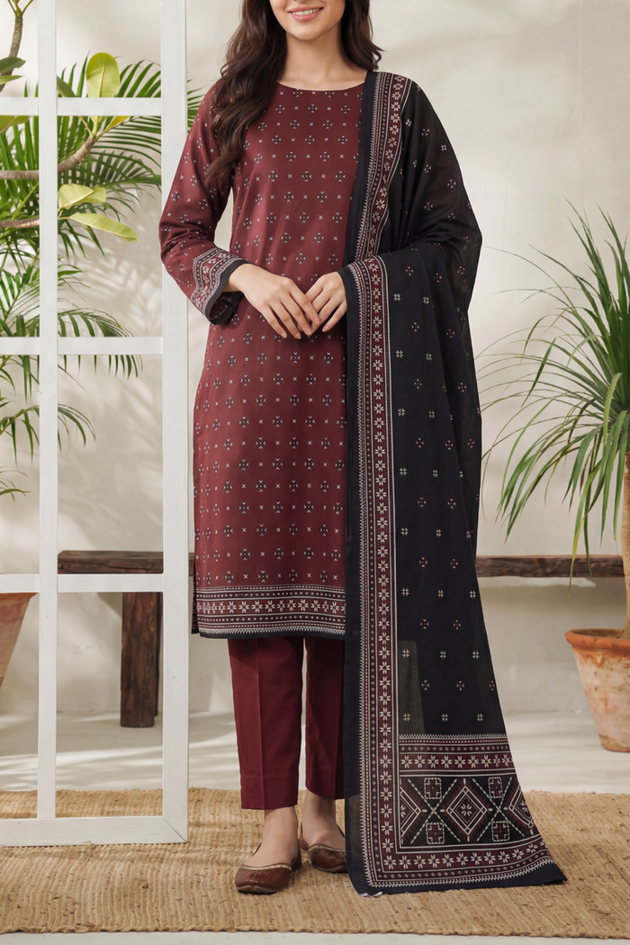 Shahkar Printed 3 Pcs Unstitch Khaddar D-1031