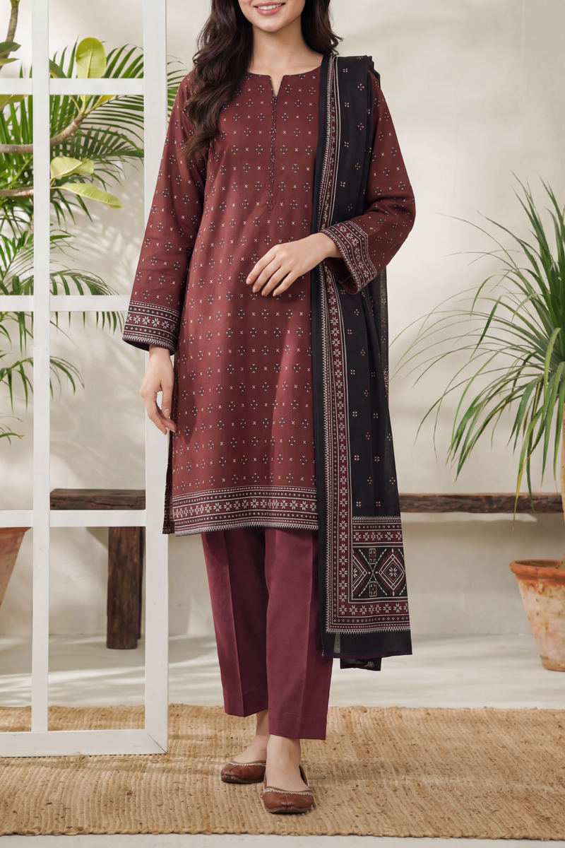 Shahkar Printed 3 Pcs Unstitch Khaddar D-1031