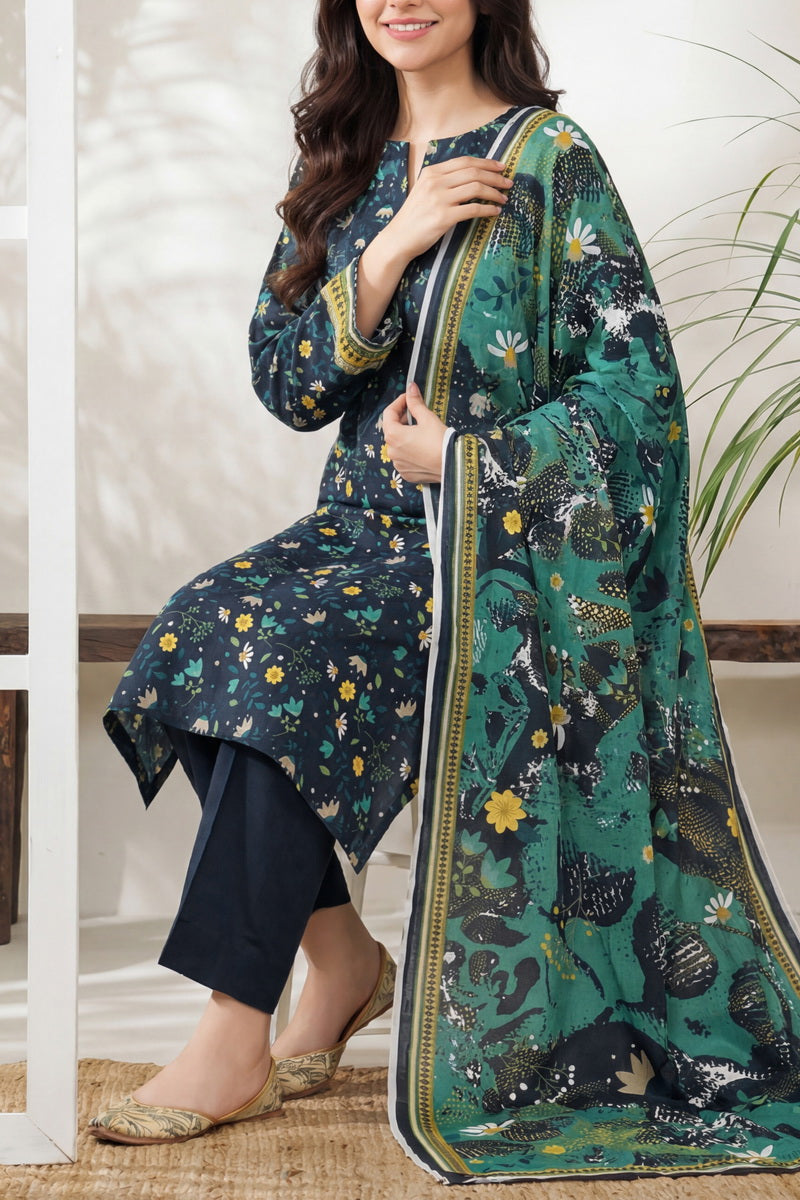 Daman Unstitch 3 Pcs Lawn D-849