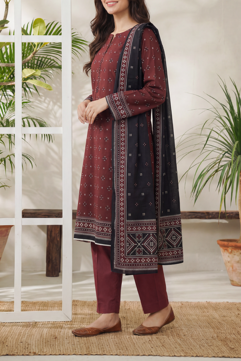 Shahkar Printed 3 Pcs Unstitch Khaddar D-1031