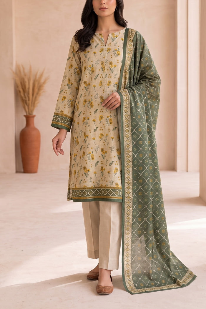 Fiza Mariyam 3 Pcs Unstitch Khaddar D-806
