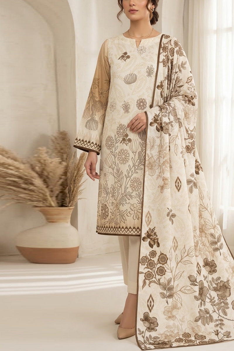 Crown Dhanak Unstitch 3 Pcs Winter D-838
