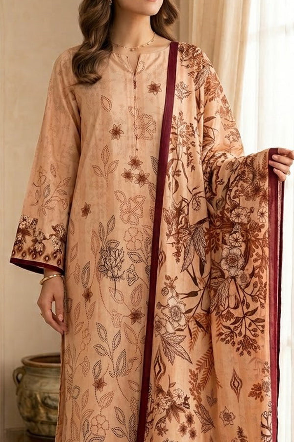 Crown Dhanak Unstitch 3 Pcs Winter D-841