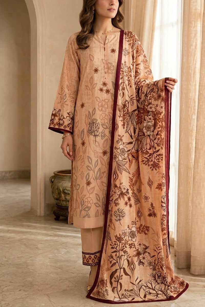 Crown Dhanak Unstitch 3 Pcs Winter D-841