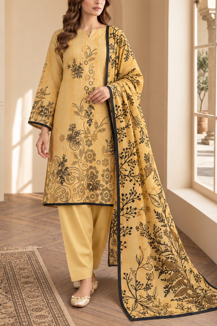 Crown Dhanak Unstitch 3 Pcs Winter D-843